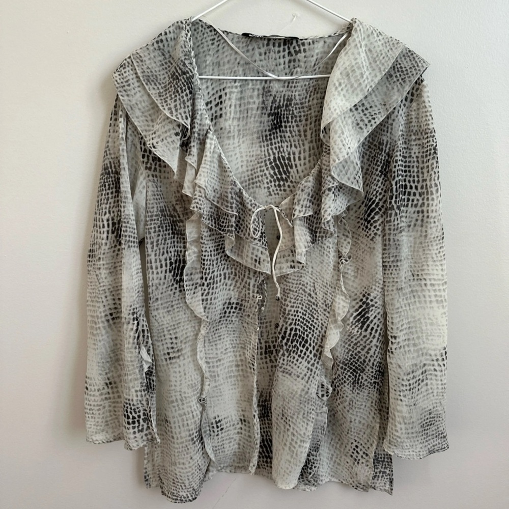 Ruffled Snake Print Blouse